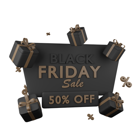 Black Friday Sale 50 Percent Off  3D Icon