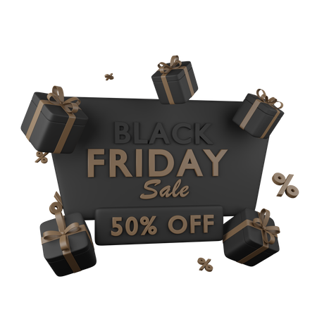Black Friday Sale 50 Percent Off  3D Icon