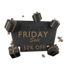 3d black friday sale 50 percent off logo
