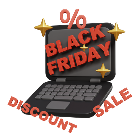 Black Friday Sale On Laptop  3D Icon