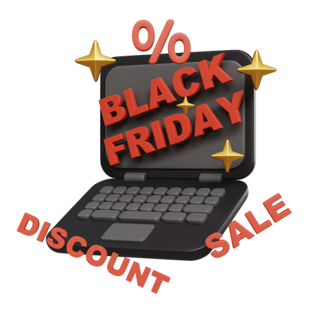 Black Friday Sale On Laptop  3D Icon