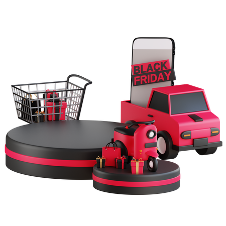 Black friday shipping service  3D Illustration