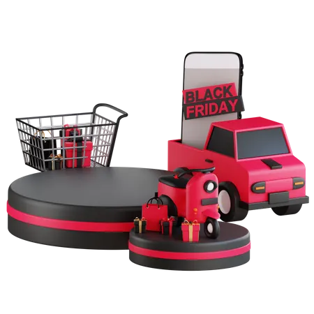 Black friday shipping service  3D Illustration