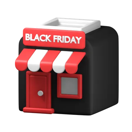 Store Building With Awning For Black Friday Sale Offline Store Promotion 3 D Icon Illustration Design 3D Icon