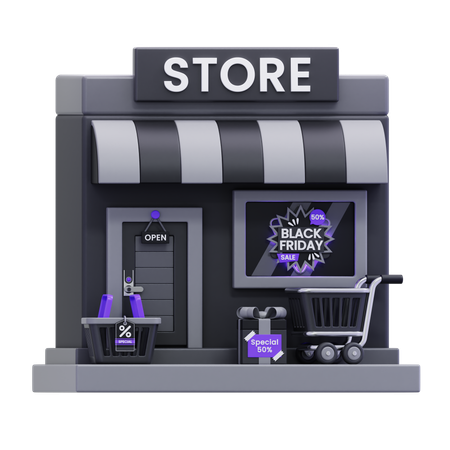 Black Friday Shop  3D Icon