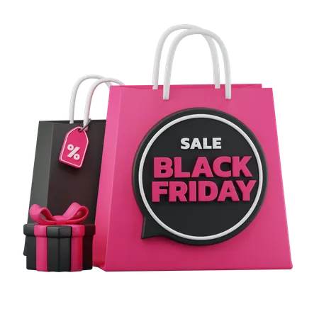 Black Friday Shopping Bag  3D Icon