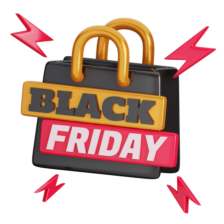 Black Friday Shopping Bag  3D Icon