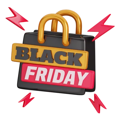 Black Friday Shopping Bag  3D Icon