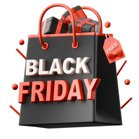 Black Friday Shopping Bag  3D Icon