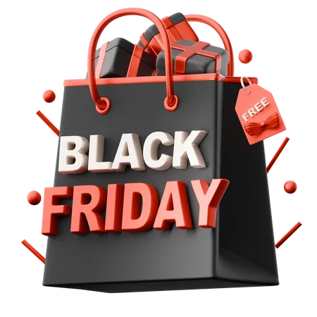 Black Friday Shopping Bag  3D Icon