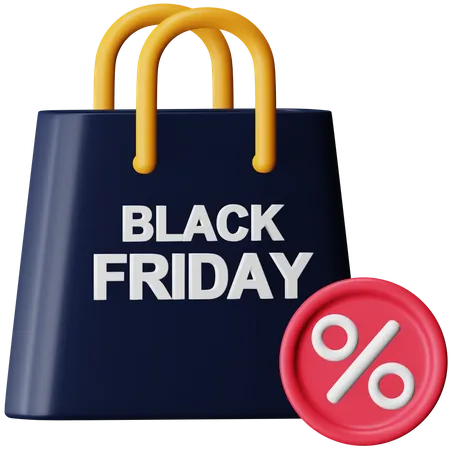 Black Friday Shopping Bag  3D Icon