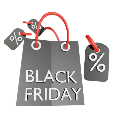 Black Friday shopping bag  3D Illustration