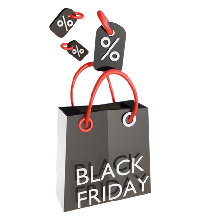 Black Friday shopping bag 3D Illustration