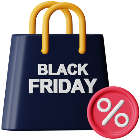 Black Friday Shopping Bag  3D Icon
