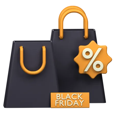 Black Friday Shopping Bag 3 D Icon 3D Icon