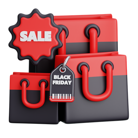 Black Friday Shopping Bags  3D Icon