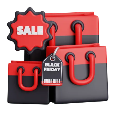 Black Friday Shopping Bags  3D Icon