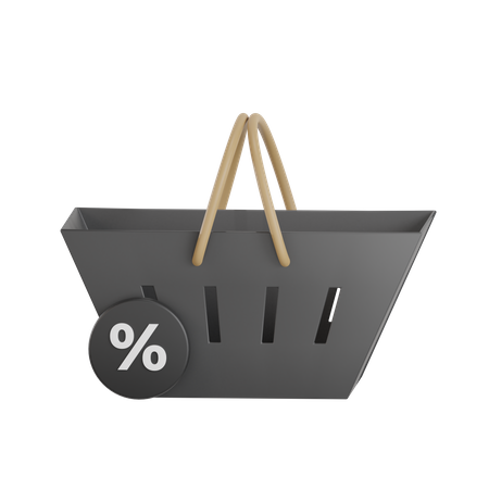 Black Friday Shopping Basket  3D Icon