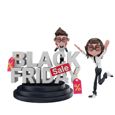 Black Friday Shopping Sale 3D Illustration