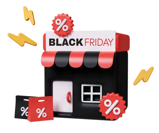 Black Friday Store  3D Icon