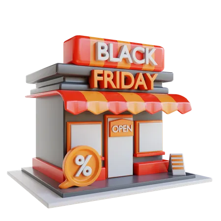 3 D Illustration Black Friday Store Discount 3D Icon