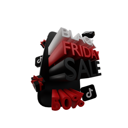 Black Friday store with tiktok logo  3D Icon