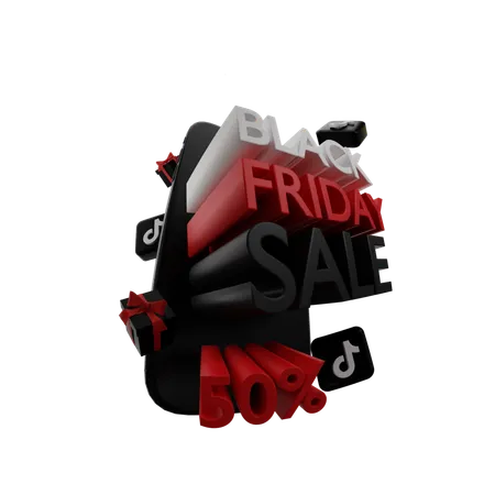 Black Friday store with tiktok logo  3D Icon