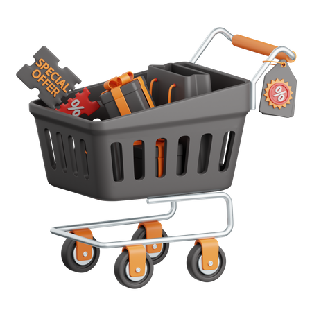 Black Friday Trolley  3D Icon