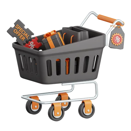 Black Friday Trolley  3D Icon