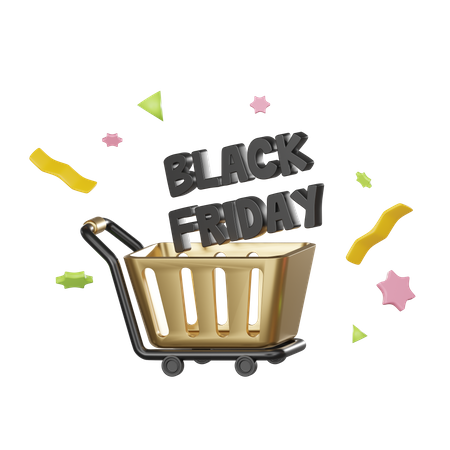 Black Friday Trolley  3D Icon