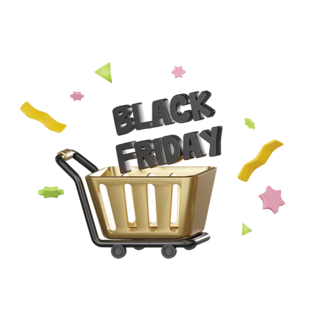 Black Friday Trolley  3D Icon