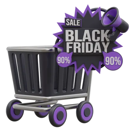 Black Friday Trolley  3D Icon