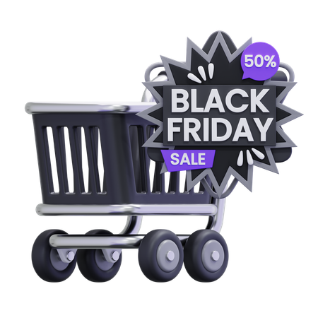 Black Friday Trolley  3D Icon