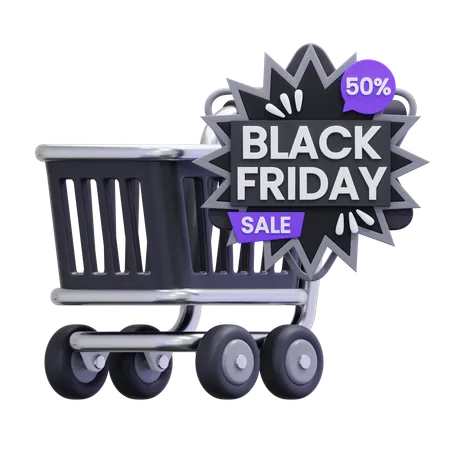 Black Friday Trolley  3D Icon