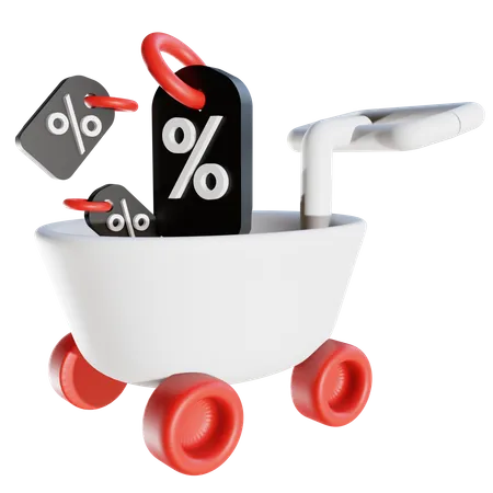 Black Friday trolley  3D Illustration