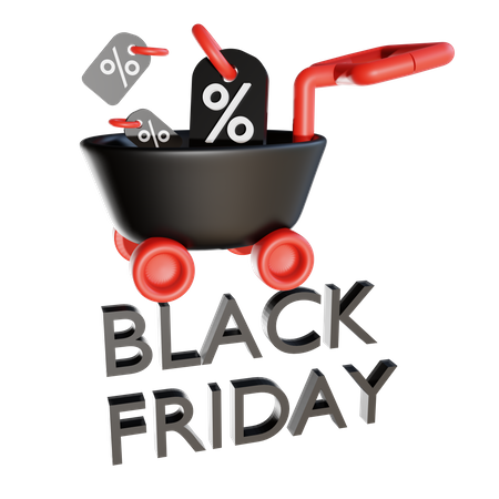 Black Friday trolley 3D Illustration