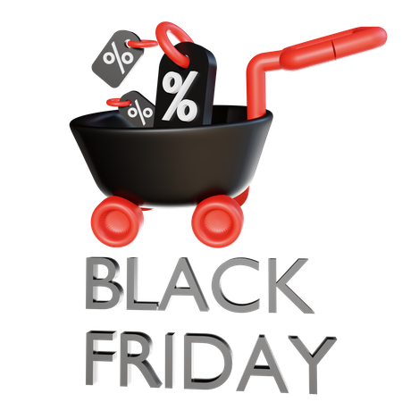 Black Friday trolley 3D Illustration