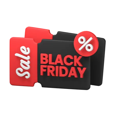 Black Friday Sale Voucher Coupon Discount Promotion 3 D Icon Illustration Design 3D Icon