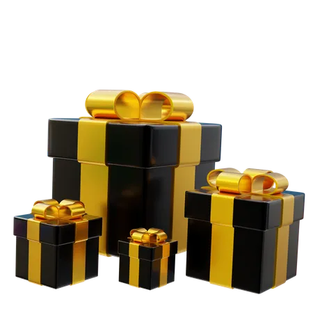 Golden Gift Box 3 D 3D Icon