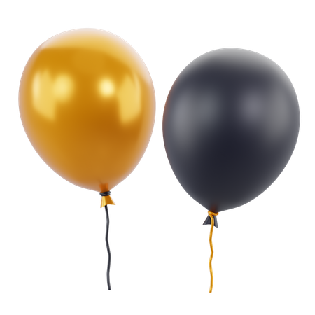 Black Gold Balloon  3D Icon