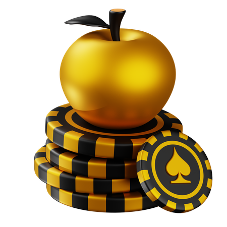 Black Golden Aple With Spade Chip  3D Icon