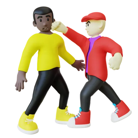 Black Guy Attacked By Man  3D Illustration