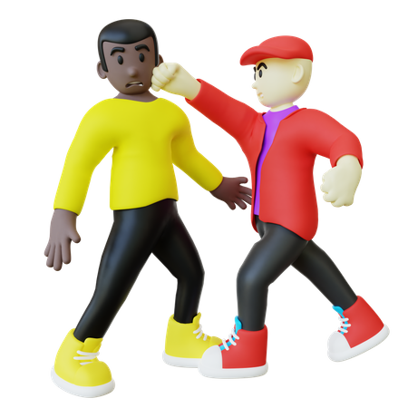 Black Guy Attacked By Man  3D Illustration