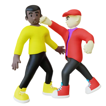 Black Guy Attacked By A Man 3 D Render 3D Illustration