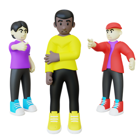 Black Guy getting discrimination  3D Illustration