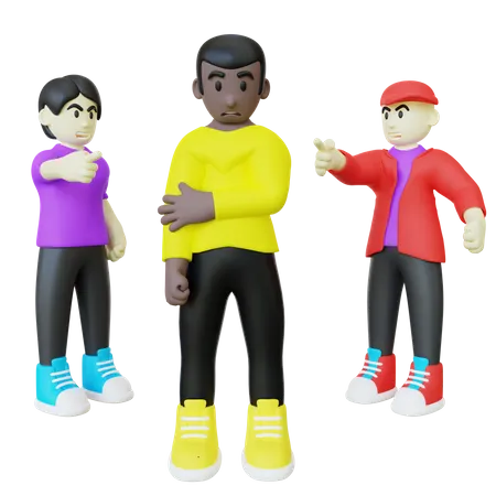 Black Guy getting discrimination  3D Illustration