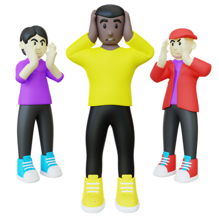 Black Guy Getting Shouted By Bully  3D Illustration