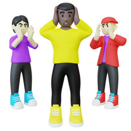 Black Guy Getting Shouted By Bully  3D Illustration
