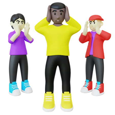 Black Guy Getting Shouted By Bully  3D Illustration
