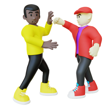 Black Guy Getting Threatened  3D Illustration